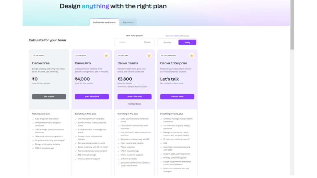 Canva Pricing Plans