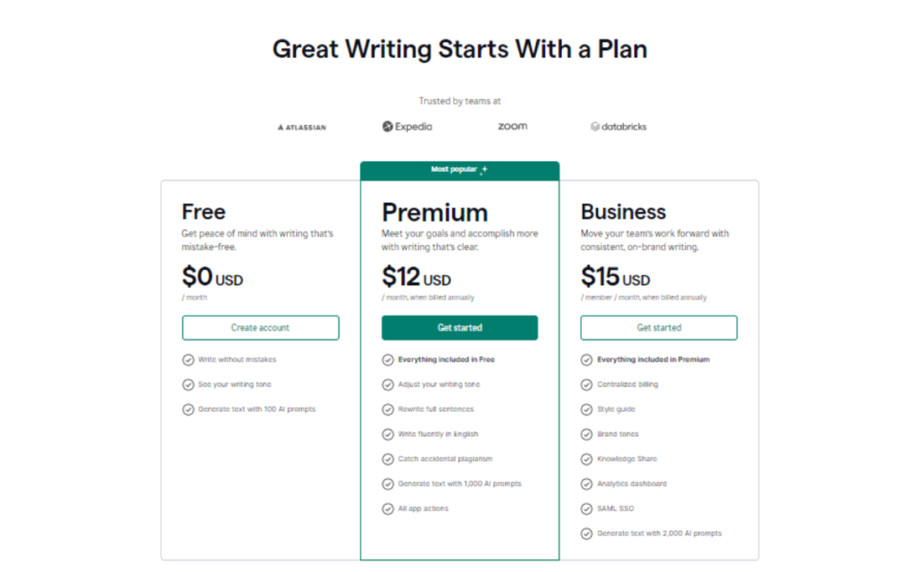 Pricing plan